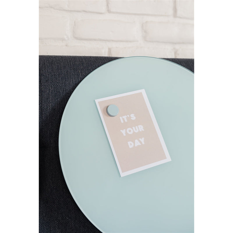 light blue round tempered glass dry erase board magnetic