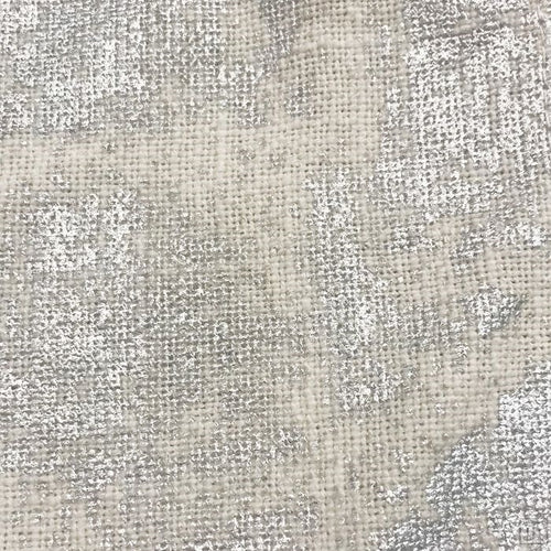 curtain panel luxury cotton metallic silver print