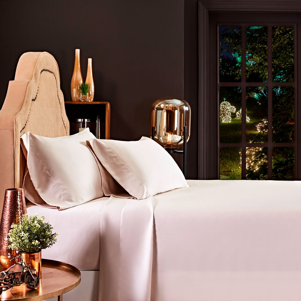 off-white beige sheet set queen king Cal shams