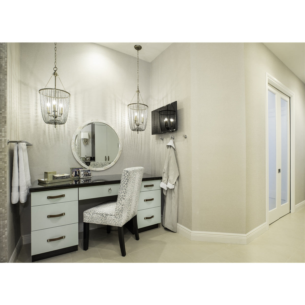 Designer Luxury Wall Hung Albert Mirror Kabibe Shell White