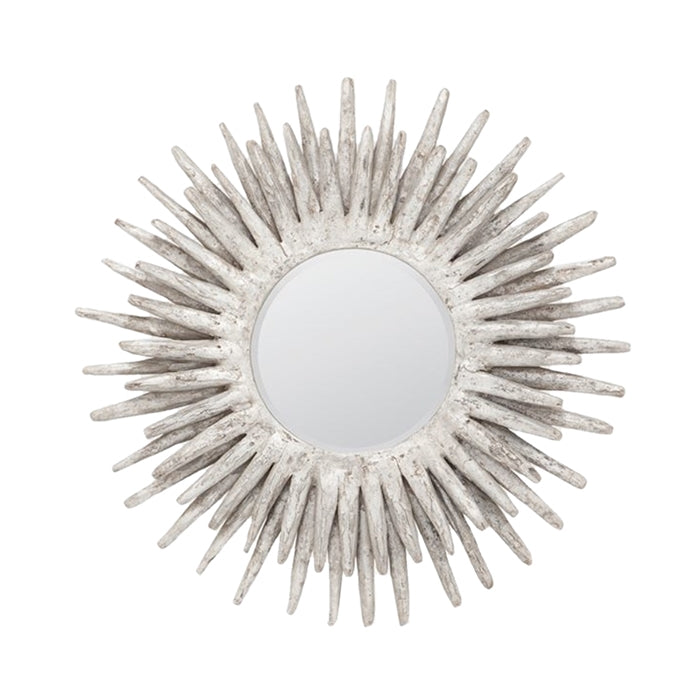 mirror round oval sunburst distressed silver spikes made goods layered teak