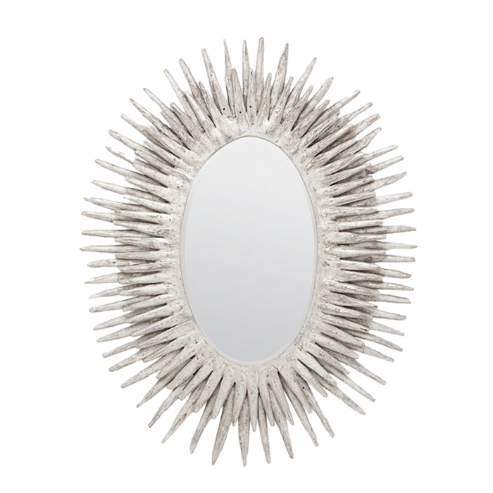mirror round oval sunburst distressed silver spikes made goods layered teak