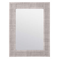 French gray rattan frame beveled wall mirror