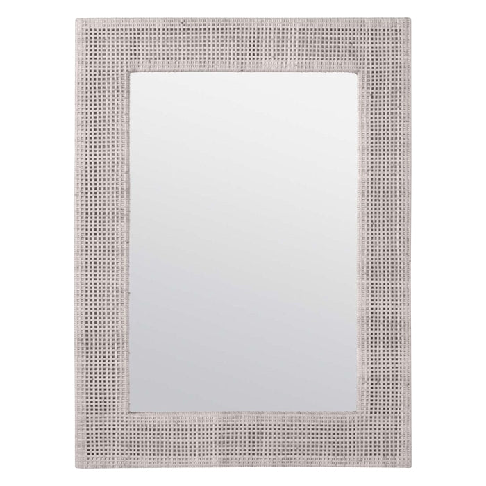French gray rattan frame beveled wall mirror