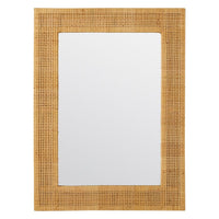 natural rattan frame beveled wall mirror