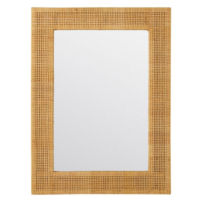 natural rattan frame beveled wall mirror
