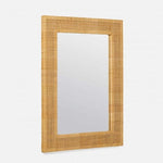 natural rattan frame beveled wall mirror