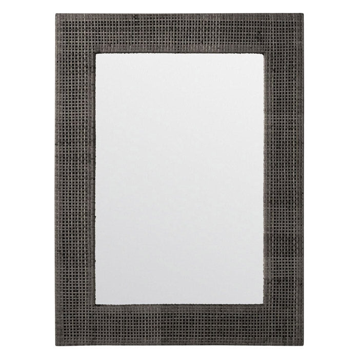 smokey grey rattan frame beveled wall mirror