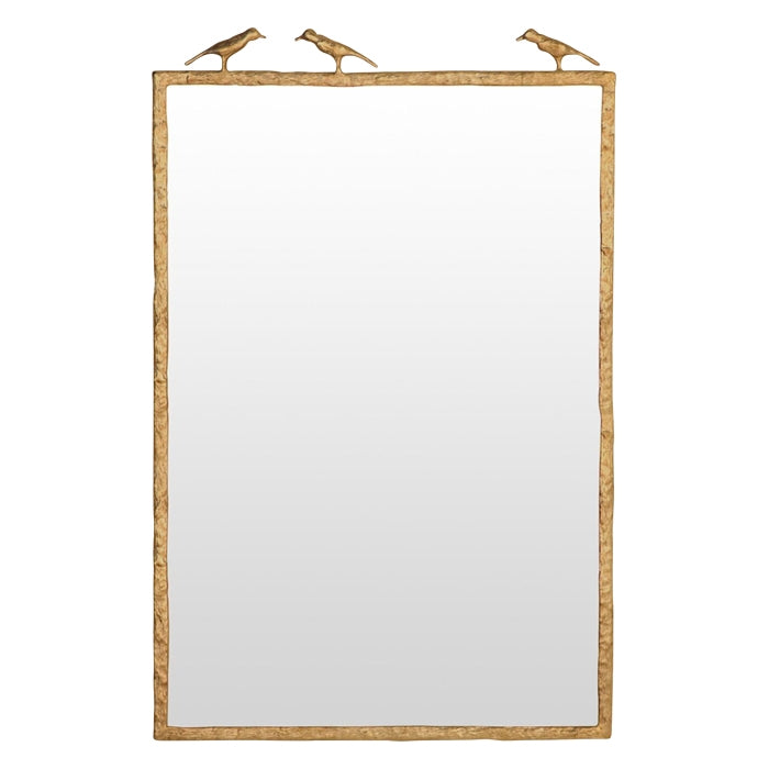 wall mirror brass metal birds