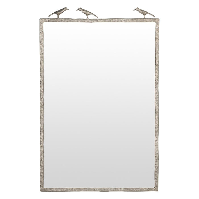 wall mirror silver metal birds