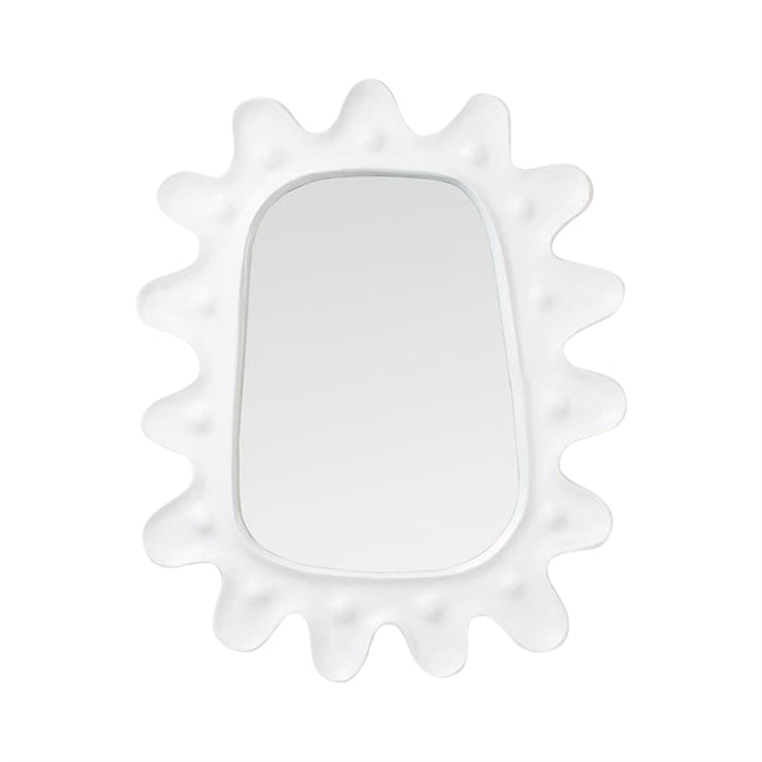 white concrete mirror ivory paper mache curved