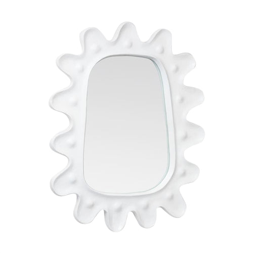 white concrete mirror ivory paper mache curved