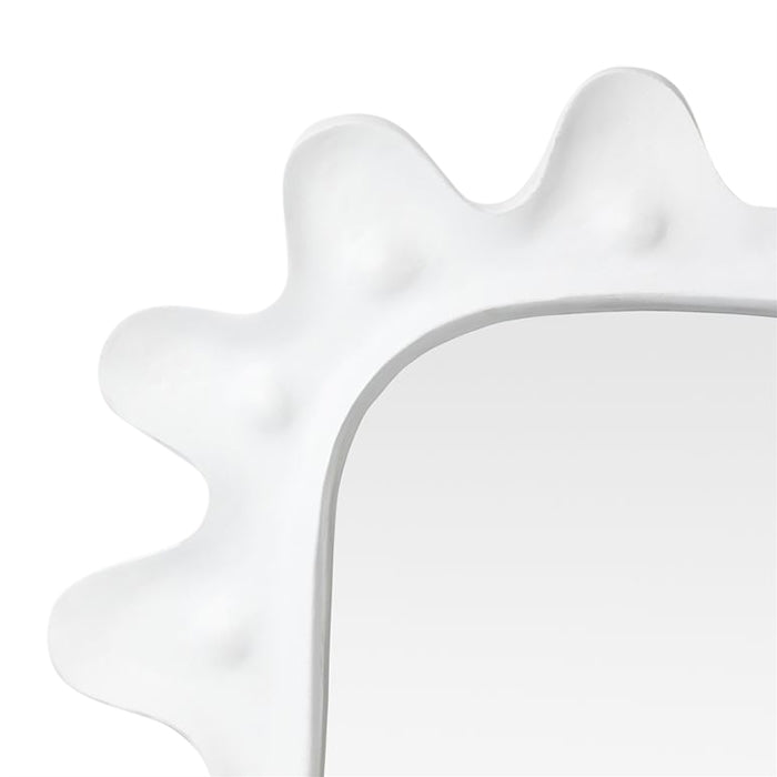 white concrete mirror ivory paper mache curved