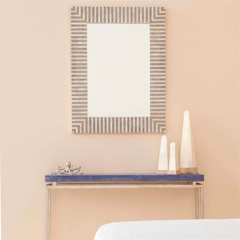 mirror rectangle bone gray resin made goods
