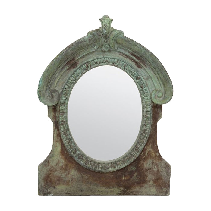green brown weathered cement mirror