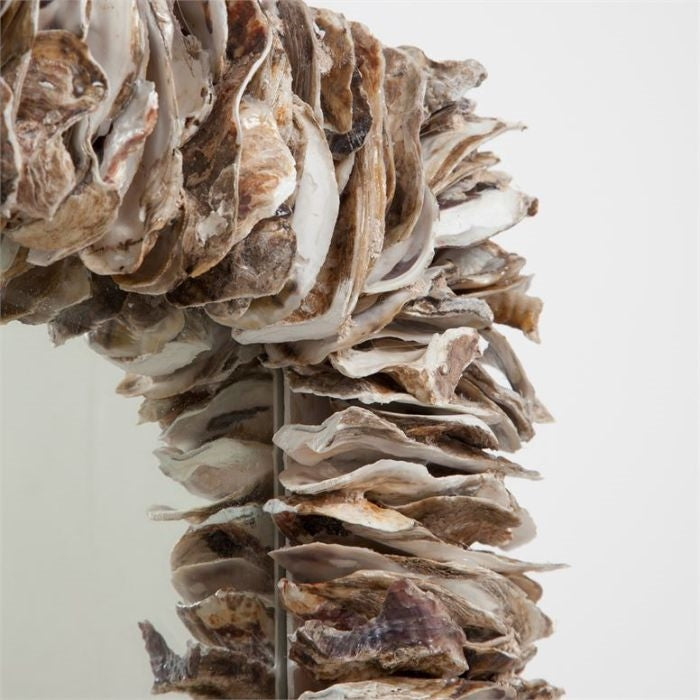 natural oyster shell wall mirror organic rectangle round