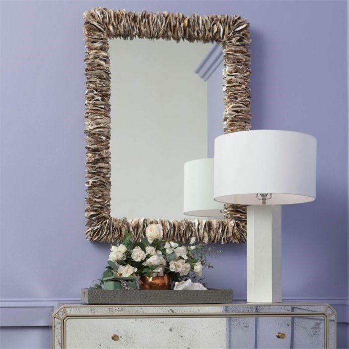 natural oyster shell wall mirror organic rectangle round