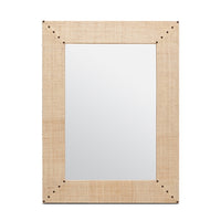 mirror rectangle natural raw raffia grommets made goods