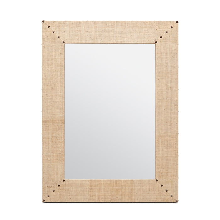 mirror rectangle natural raw raffia grommets made goods