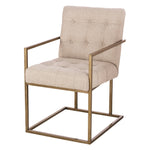 armchair metal linen upholstered gold legs