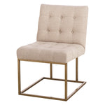 side chair metal linen upholstered gold legs