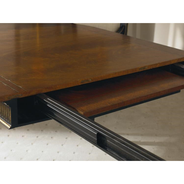 dining table tapered legs distressed black gold mahogany