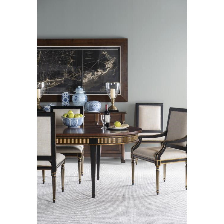 dining table tapered legs distressed black gold mahogany