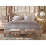 ivory king bed linen upholstered nailhead trim