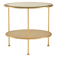 gold beveled glass end table shagreen contemporary
