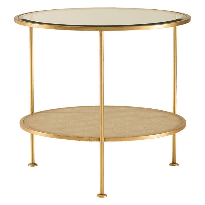 gold beveled glass end table shagreen contemporary