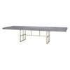 dining table gray oak gold finish metal base