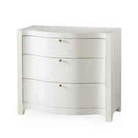 chest ivory faux shagreen leather three drawer brass
