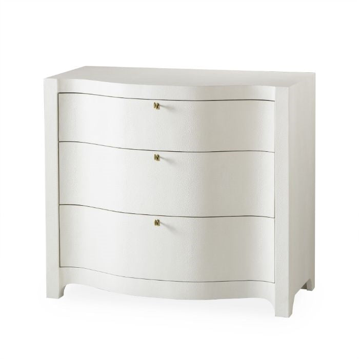 chest ivory faux shagreen leather three drawer brass