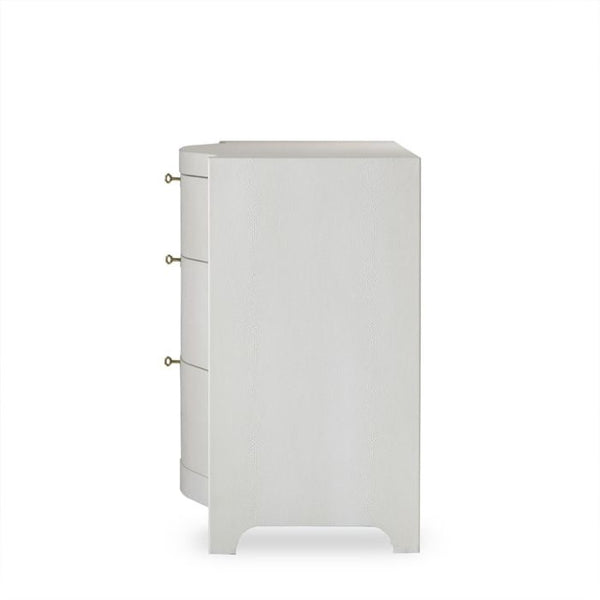 chest ivory faux shagreen leather three drawer brass