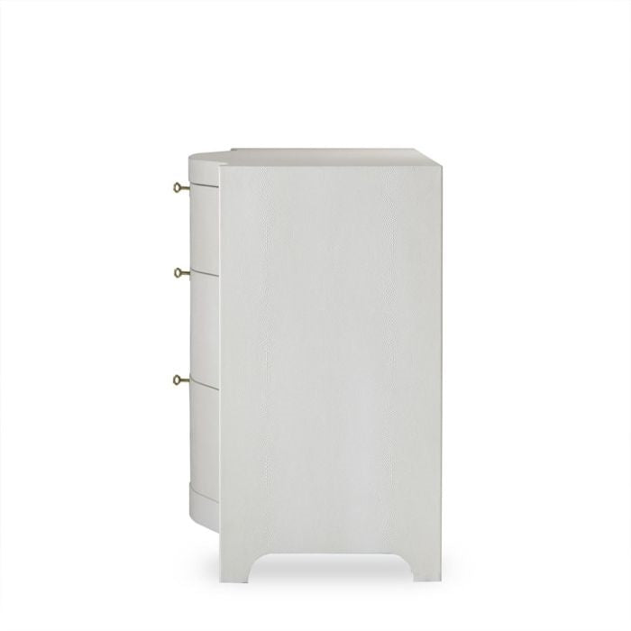 chest ivory faux shagreen leather three drawer brass