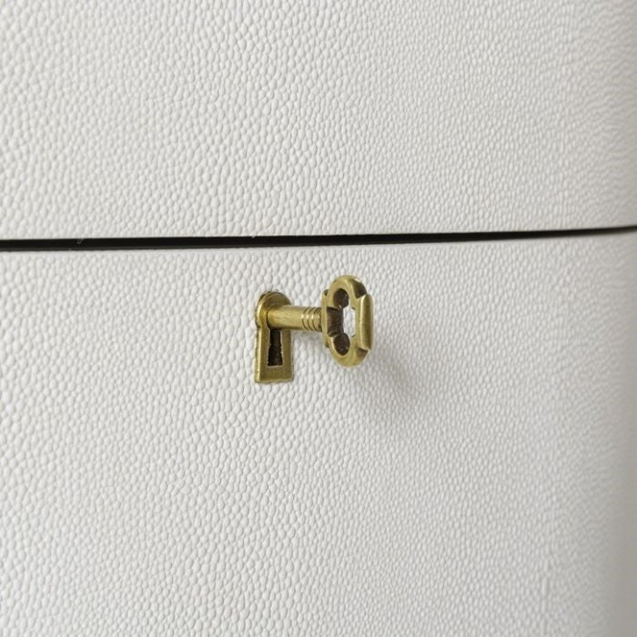 chest ivory faux shagreen leather three drawer brass