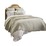 mint green coverlet throw stripe fringe Euro sham pillow
