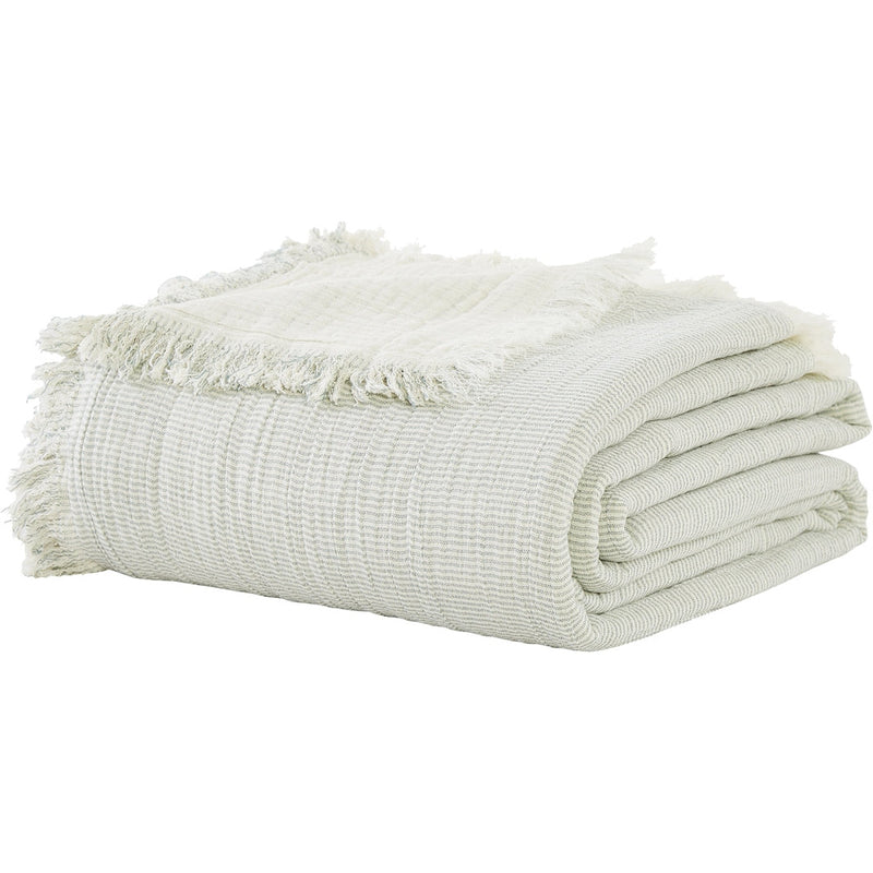 mint green coverlet throw stripe fringe Euro sham pillow
