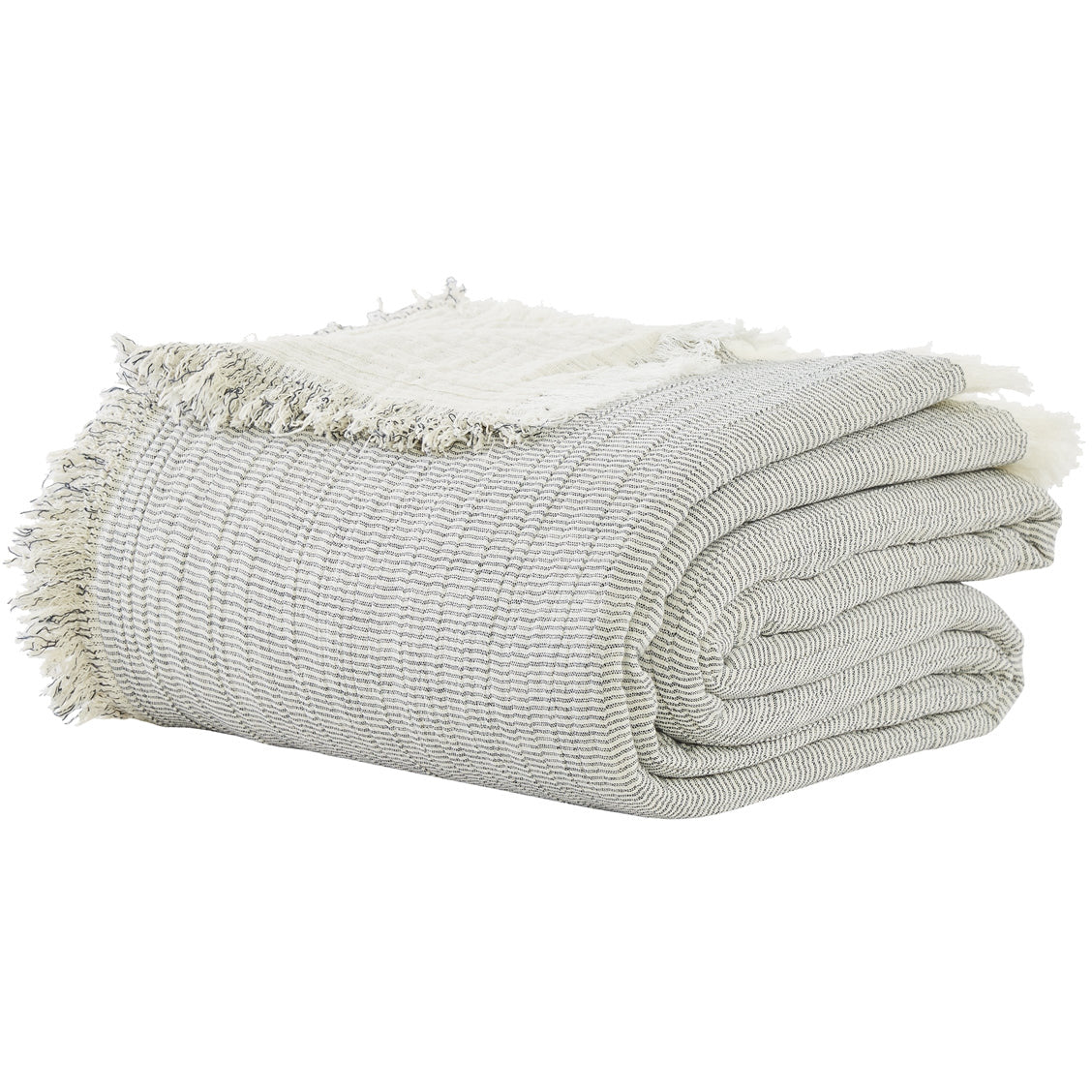 navy coverlet throw stripe fringe Euro sham pillow