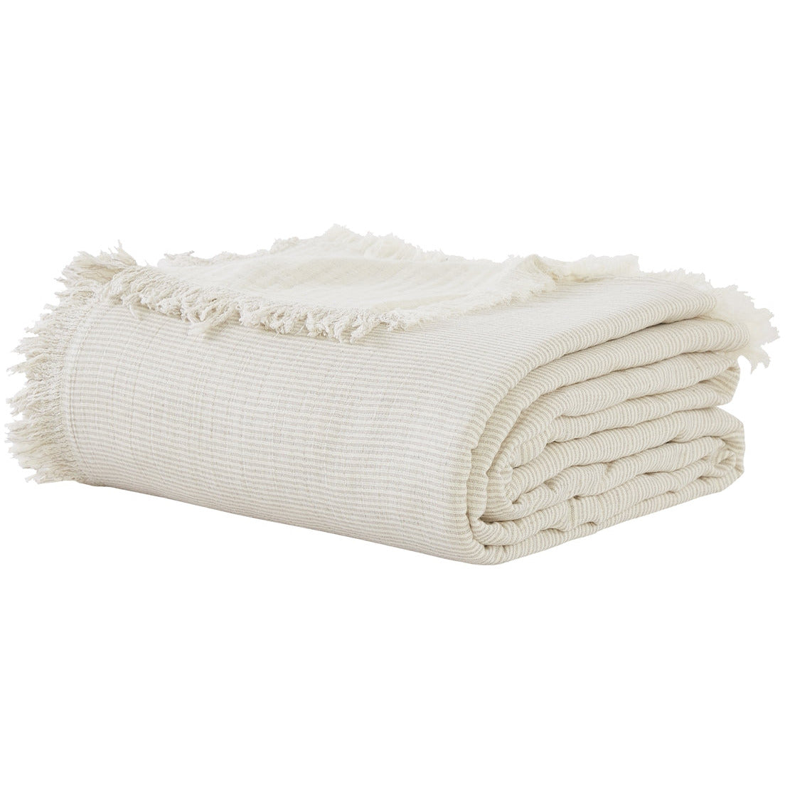 beige coverlet throw stripe fringe Euro sham pillow