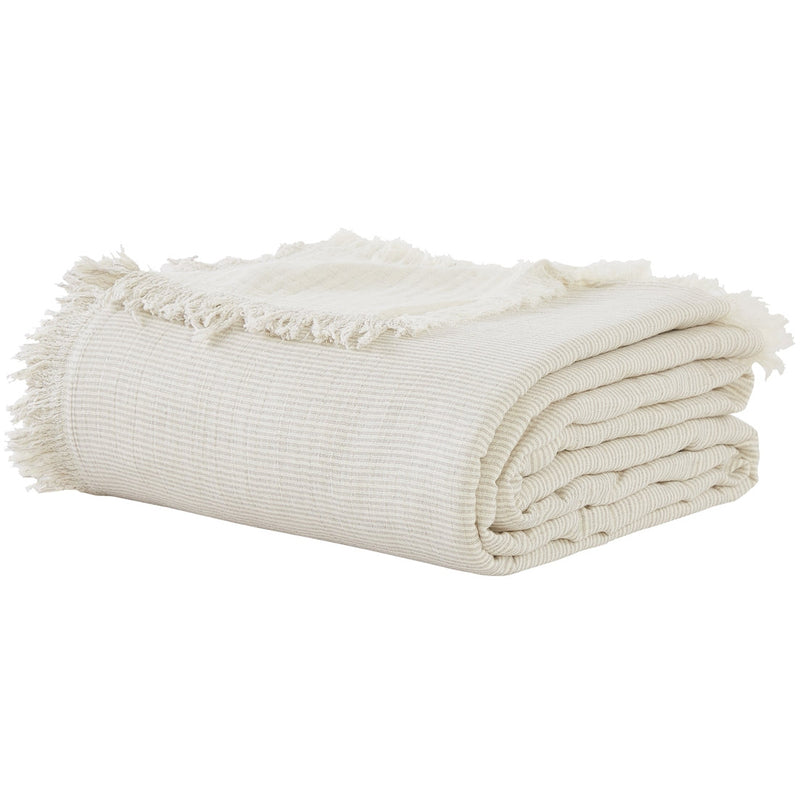 beige coverlet throw stripe fringe Euro sham pillow