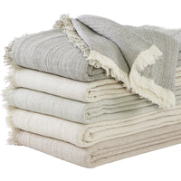beige coverlet throw stripe fringe Euro sham pillow