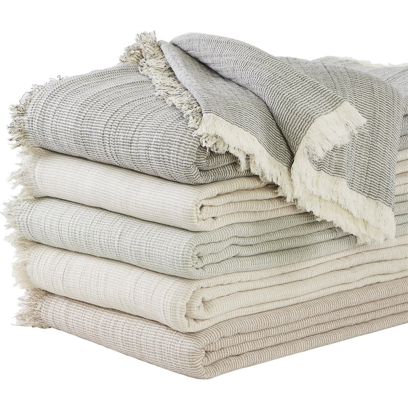 beige coverlet throw stripe fringe Euro sham pillow