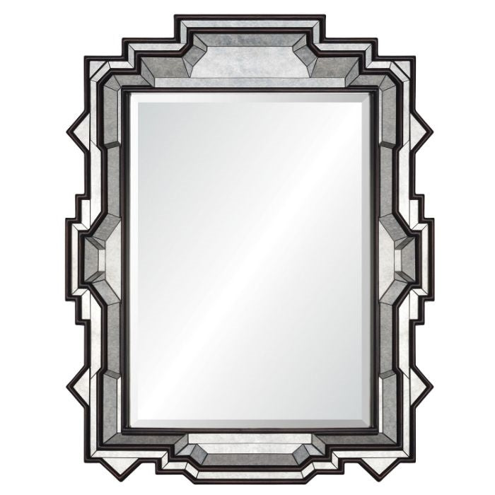 gold leaf brown beveled wall mirror