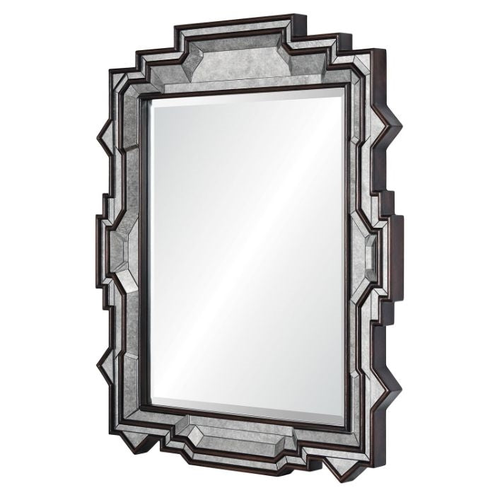 gold leaf brown beveled wall mirror