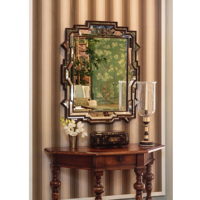 gold leaf brown beveled wall mirror