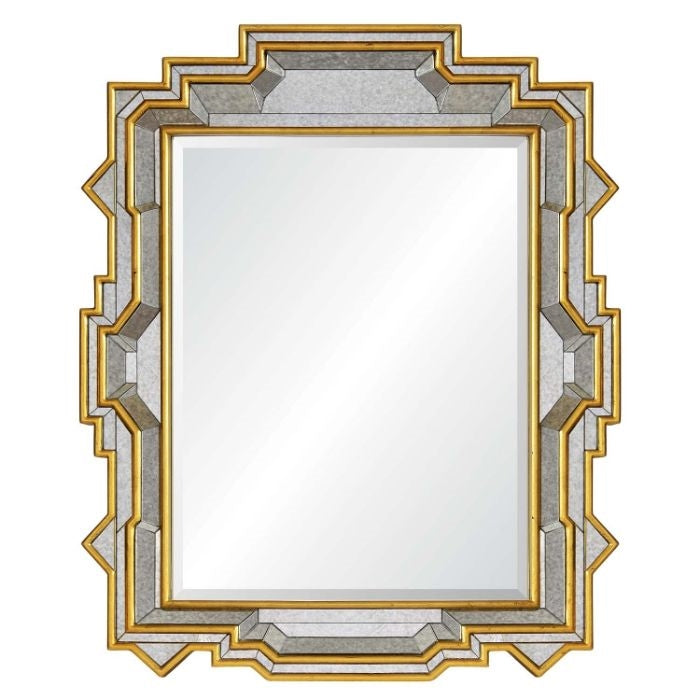 gold leaf silver beveled wall mirror