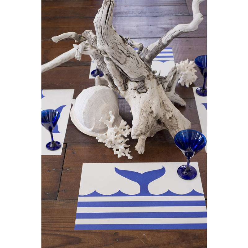 plat du jour whale blue white disposable placemat pad 50 sheets paper soy-based ink coastal entertaining recycled