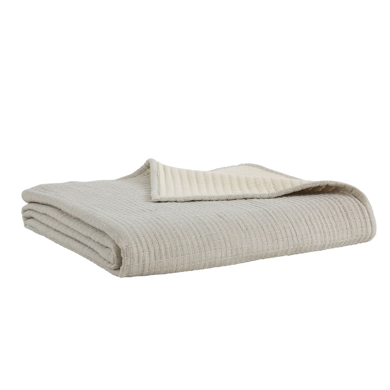 blanket beige cotton textured embroidered