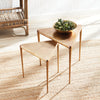 Gold triangular side tables